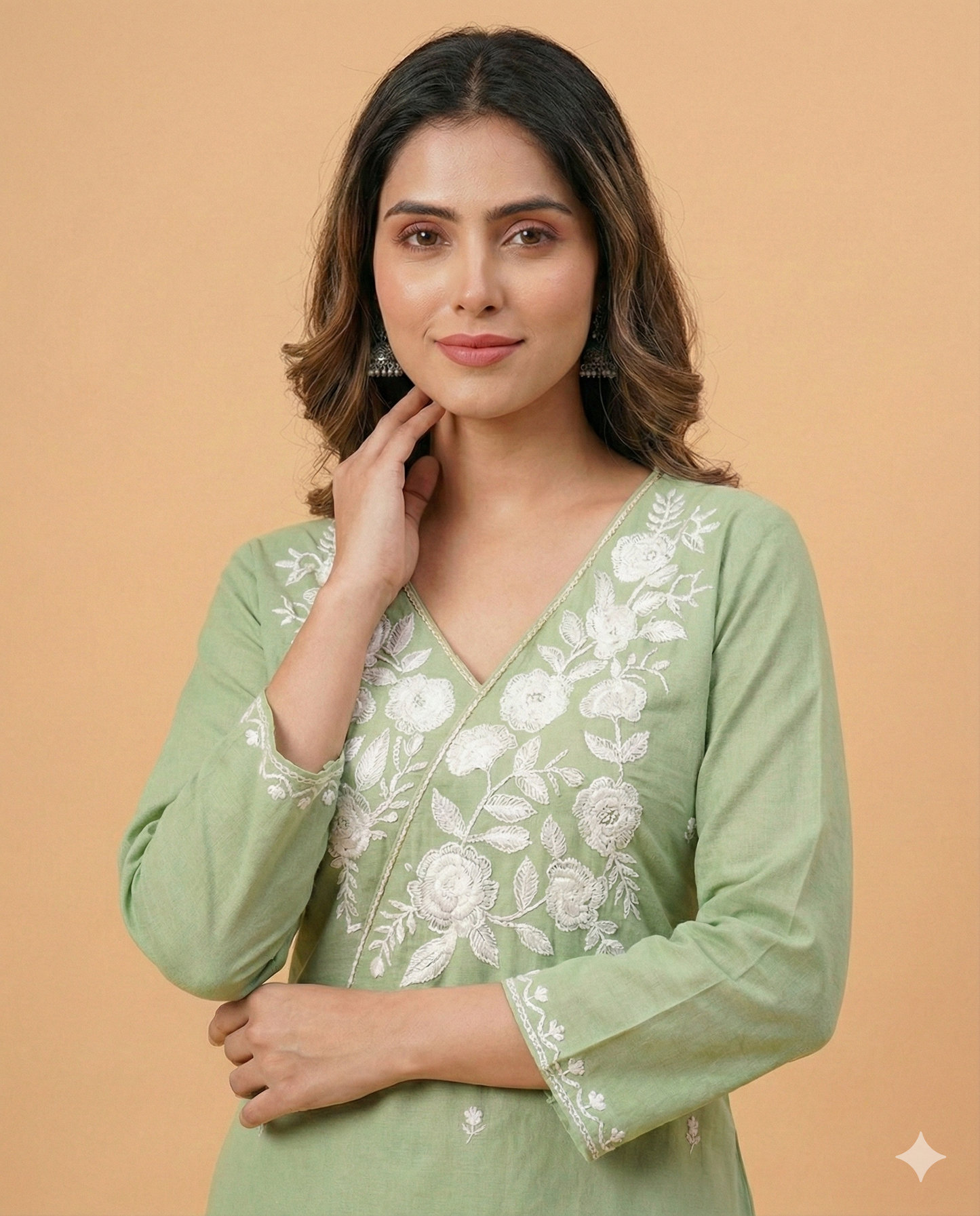 HerLuxe Lakhnavi Style Embroidered Rayon Kurti Pant Set